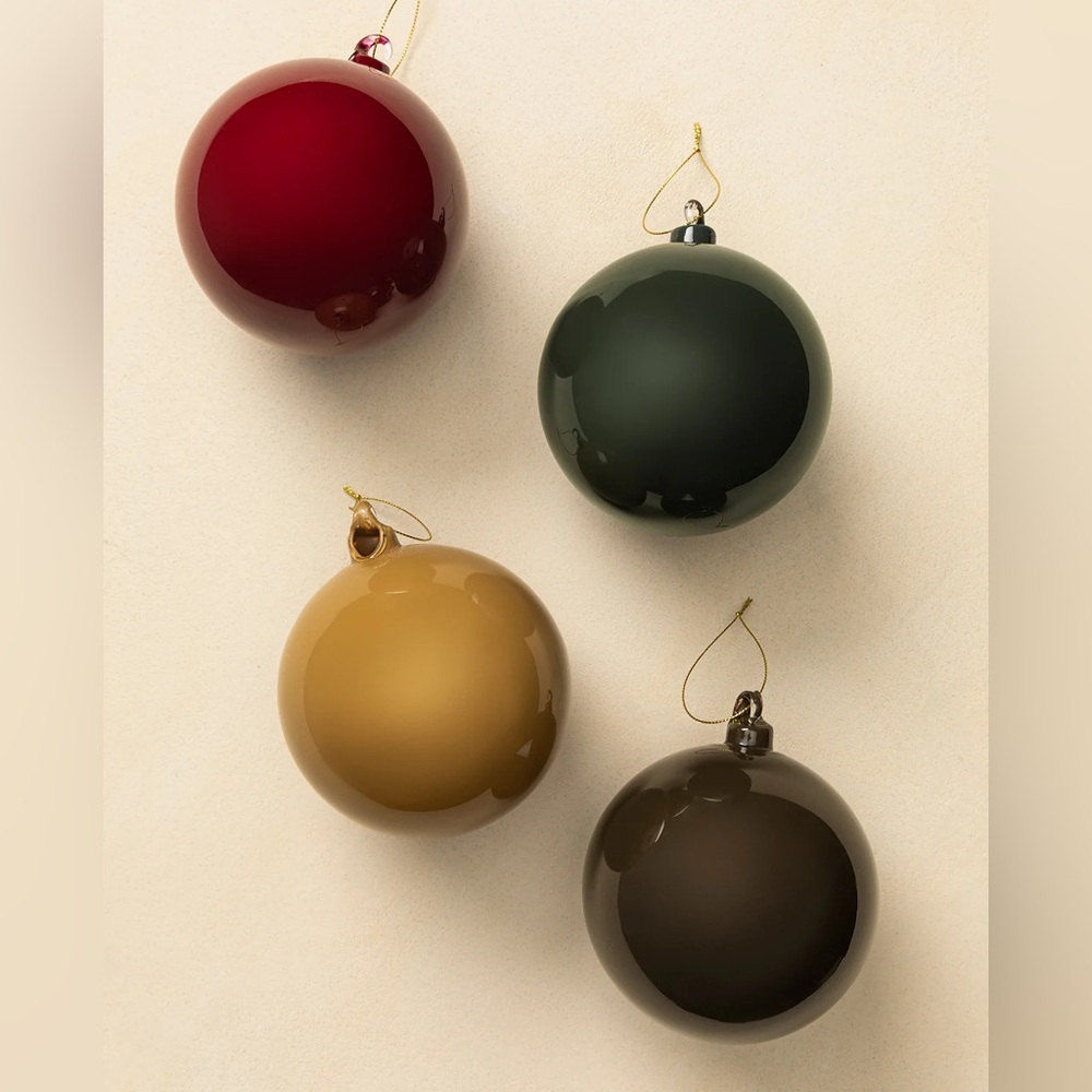 5" High Gloss Glass Baubles (Set of 4)